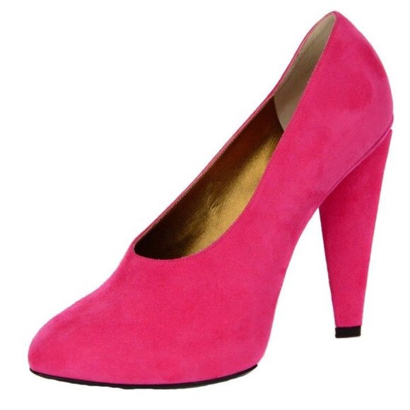 DOLCE & GABBANA SHOES VIBRANT FUCHSIA SUEDE LEATHER PUMPS BOOTIES sz 36.5 6.5 - Picture 1 of 7